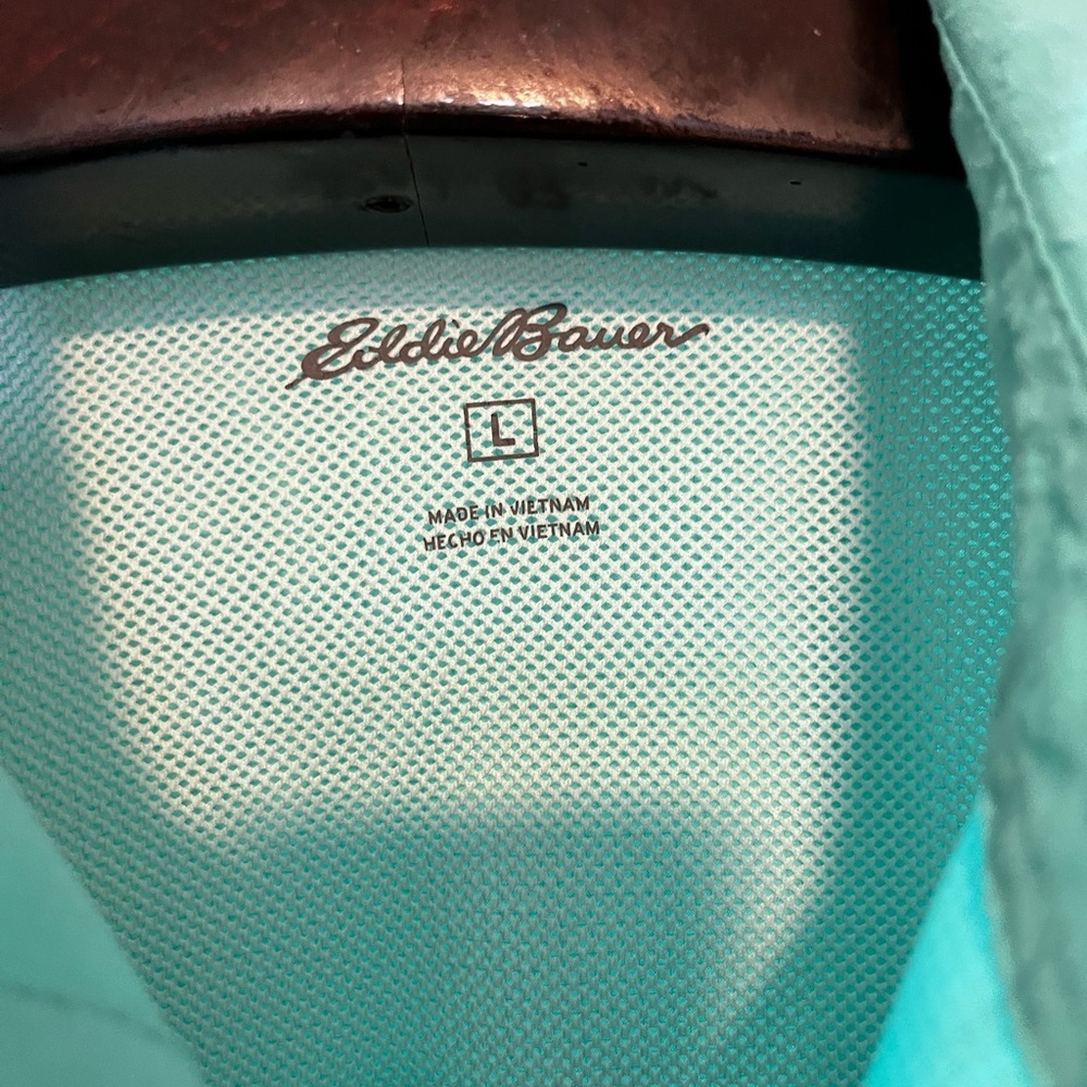 🏕️ Eddie Bauer Men’s Performance Short Sleeve Shirt – Turquoise – Size L - Picture 2 of 8